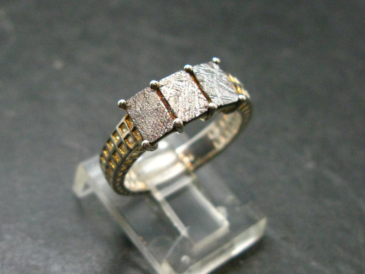 Muonionalusta Meteorite Sterling Silver Ring from Sweden - 3.16 Grams - Size 6