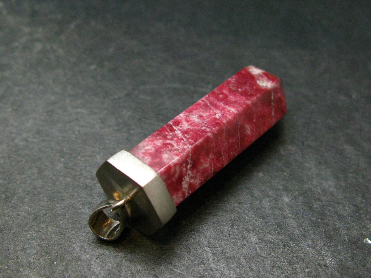 Thulite Silver Pendant From Norway - 1.8"