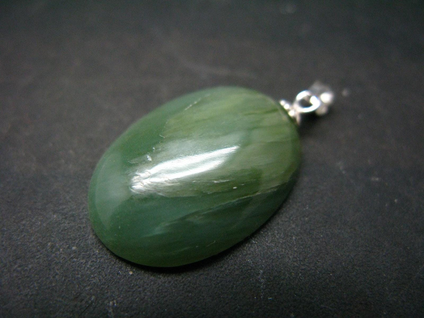 Nephrite Jade Cabochon Pendant From Canada - 1.3" - 4.49 Grams