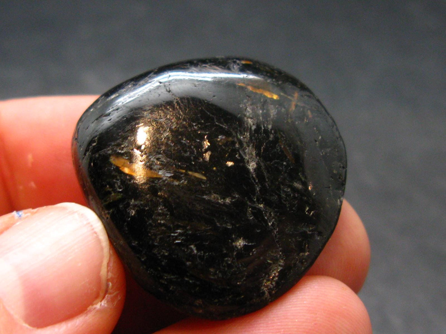 Rare Nuumite Nuummite Tumbled Stone From Greenland - 13.83 Grams - 1.1"
