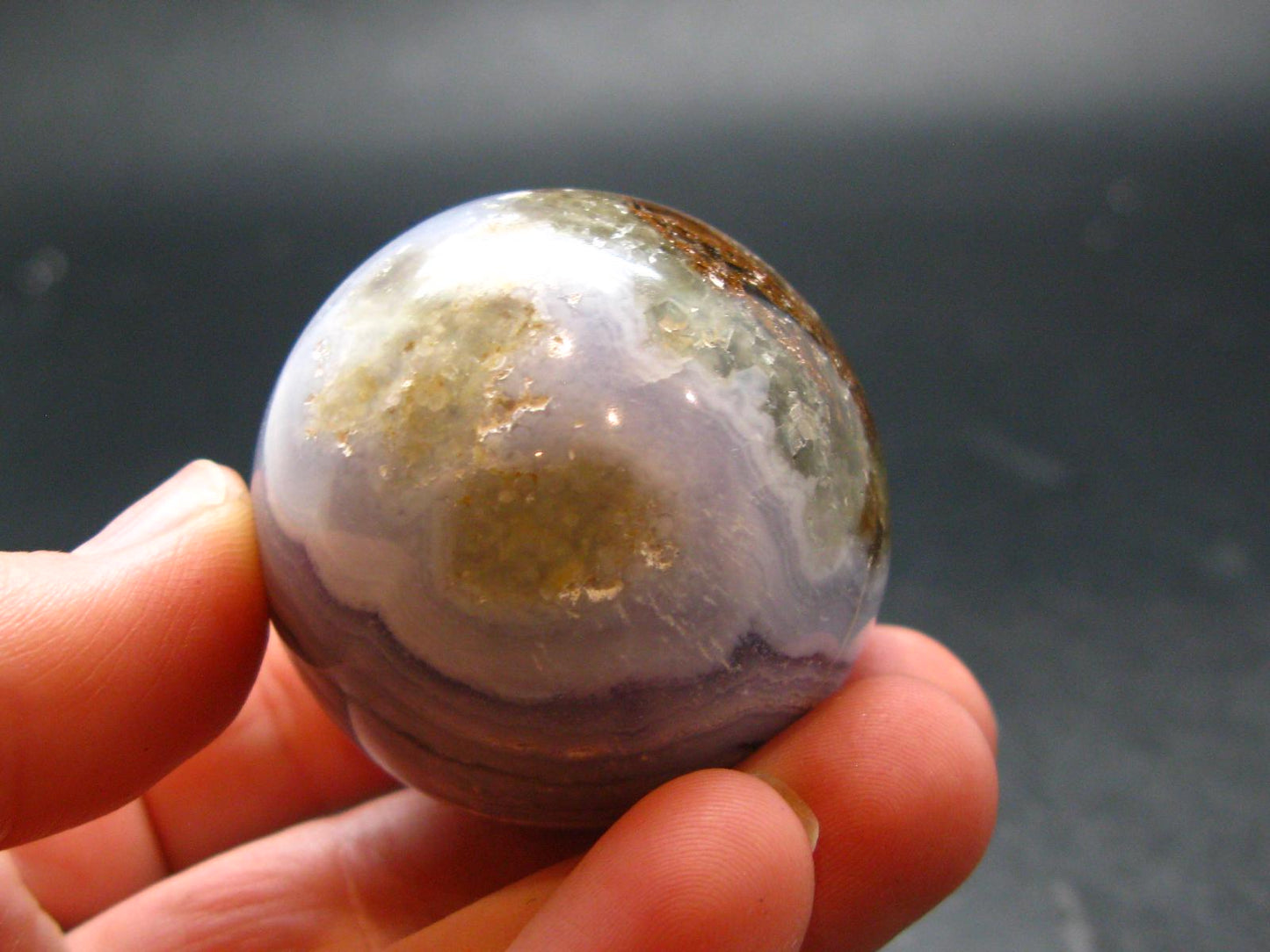 Rare Blue Lace Holly Chalcedony Agate Sphere From Malawi - 1.5"