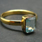 Natural Blue Topaz Sterling Silver Gold Plated Ring - 3.51 Grams - Size 11