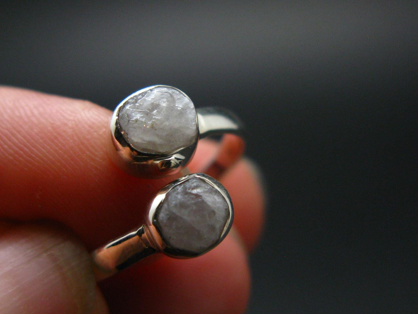 Very Rare White Cryolite 925 Silver Ring from Greenland - Size 8 - 2.38 Grams