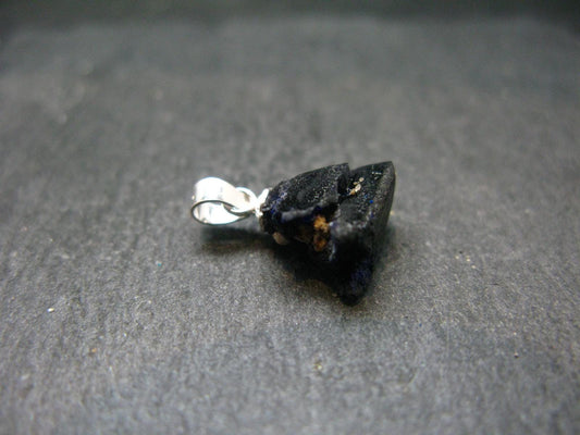 Saturated Blue Azurite Rough Crystal Sterling Silver Pendant from Mexico - 0.6" - 1.53 Grams