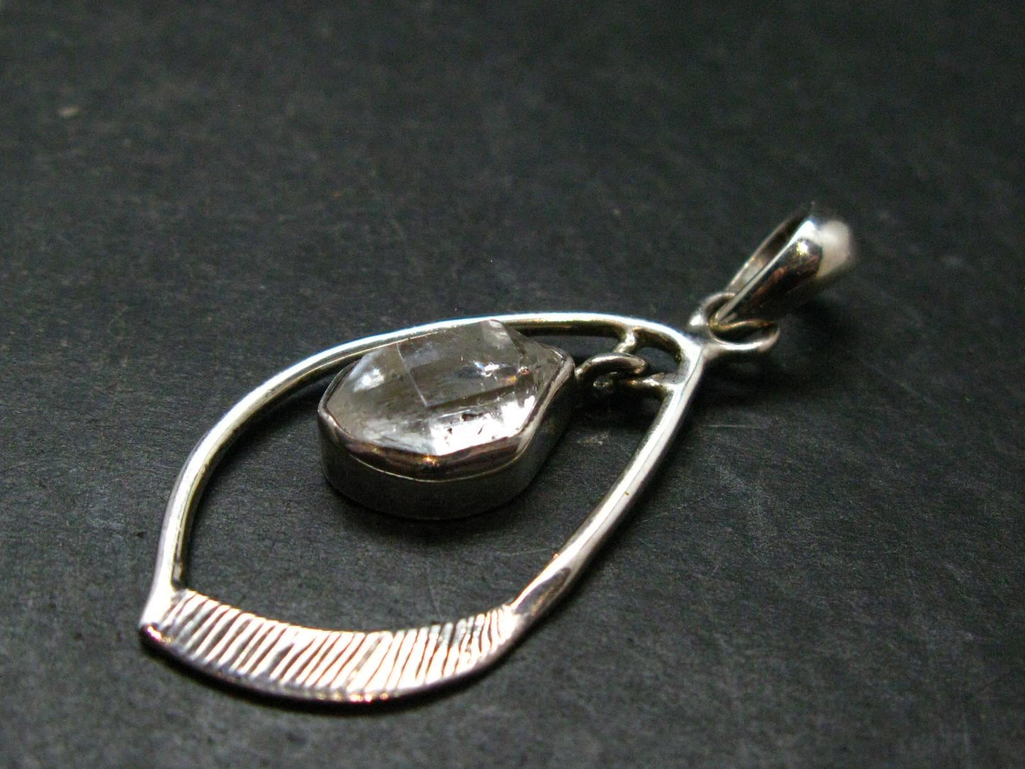 Fine Natural Herkimer Diamond Silver Pendant From New York - 1.9" - 5.27 Grams