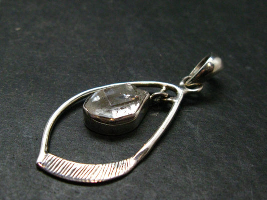 Fine Natural Herkimer Diamond Silver Pendant From New York - 1.9" - 5.27 Grams