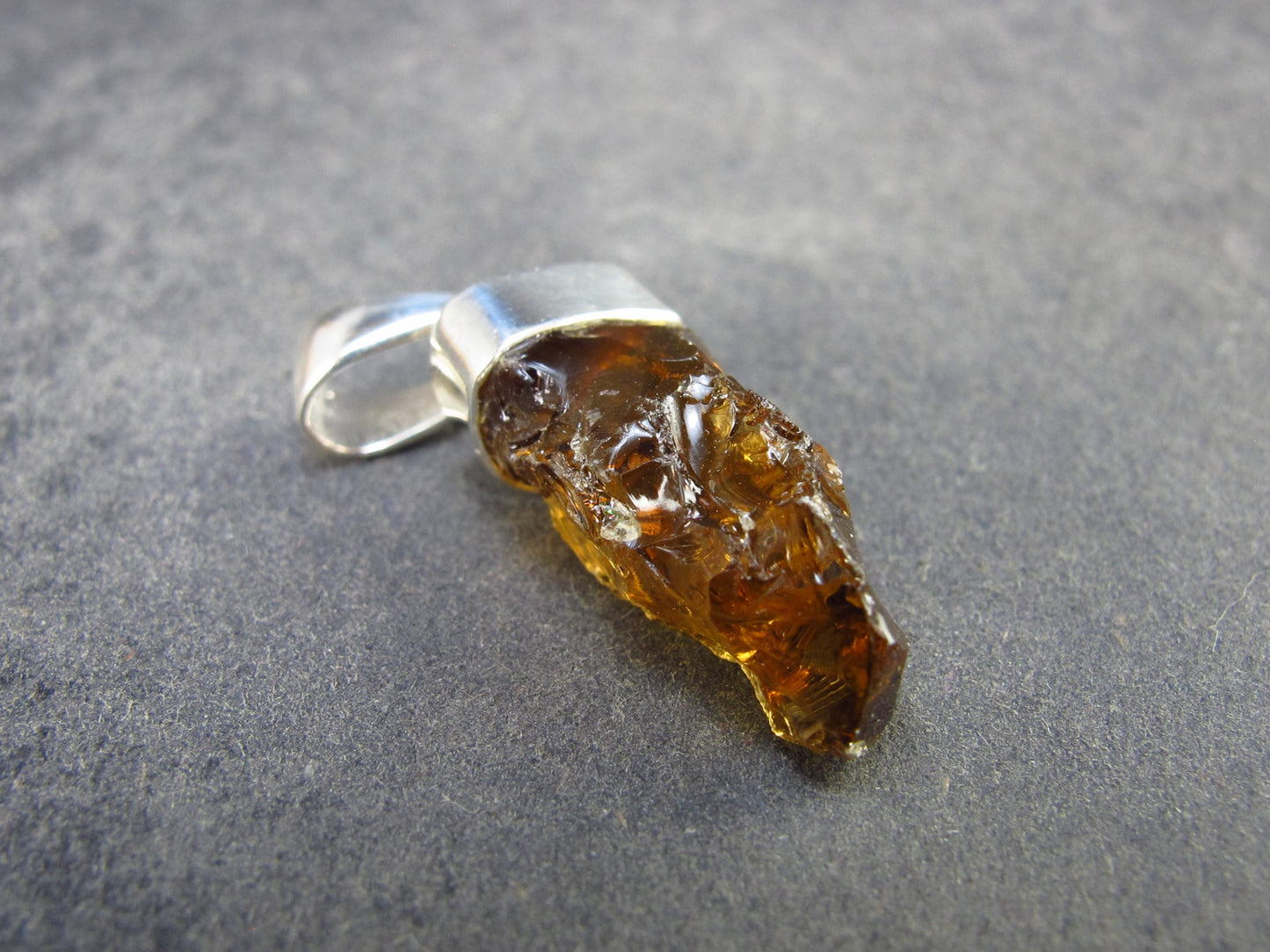 Natural Unheated Citrine Sterling Silver Pendant from Zambia - 1.2" - 2.65 Grams
