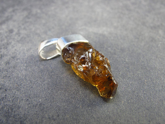 Natural Unheated Citrine Sterling Silver Pendant from Zambia - 1.2" - 2.65 Grams