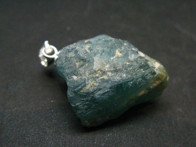 Extremely Rare Rough Grandidierite Silver Pendant From Madagascar - 1.2" - 3.83 Grams