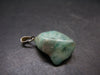 Natural Emerald Tumbled Stone Silver Pendant from Brazil - 1.2" - 4.55 Grams