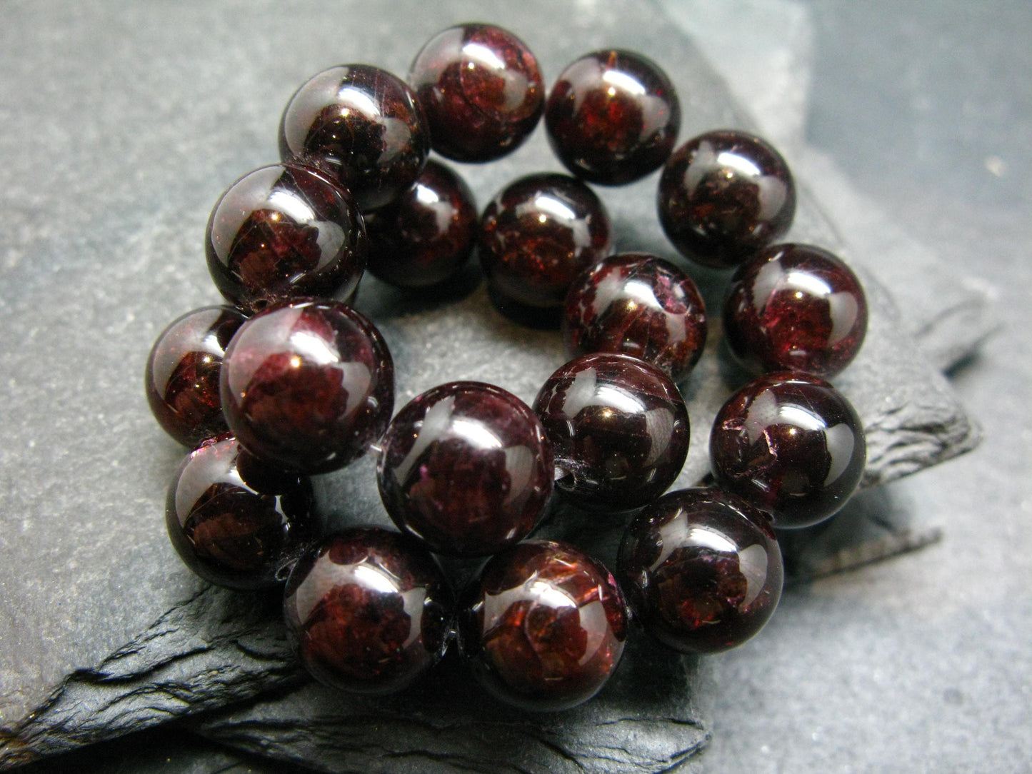 Garnet Almandine Genuine Bracelet ~ 7 Inches ~ 10mm Round Beads