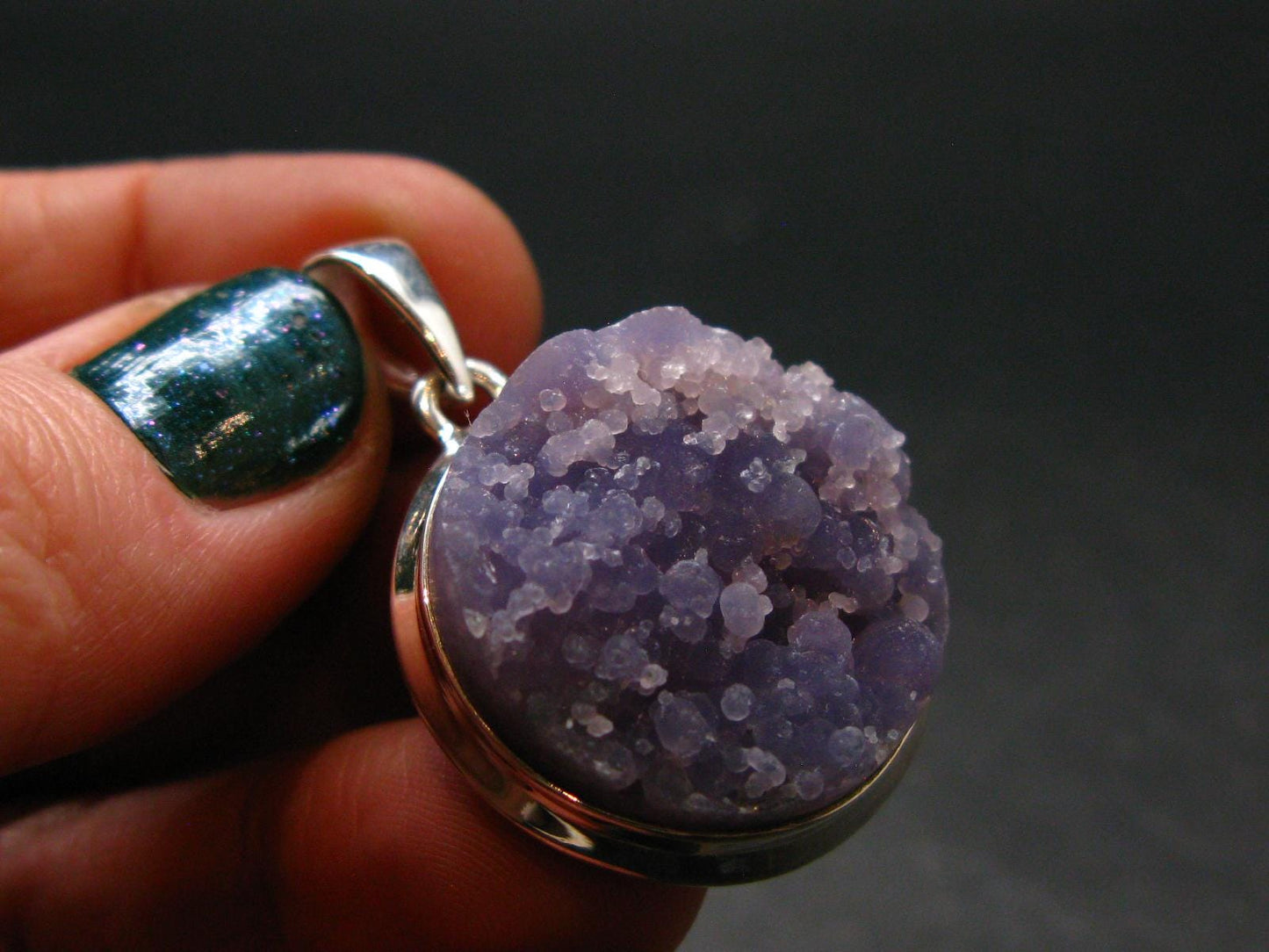 Purple Grape Agate Cluster Silver Pendant From Indonesia - 1.4" - 10.0 Grams