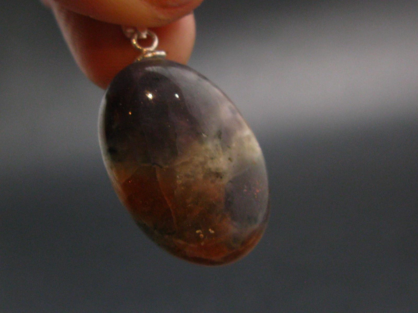 Iolite Cordierite & Sunstone Silver Pendant From India - 1.2" - 5.8 Grams