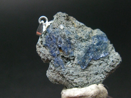 Benitoite Cluster Silver Pendant From California - 1.4" - 3.87 Grams