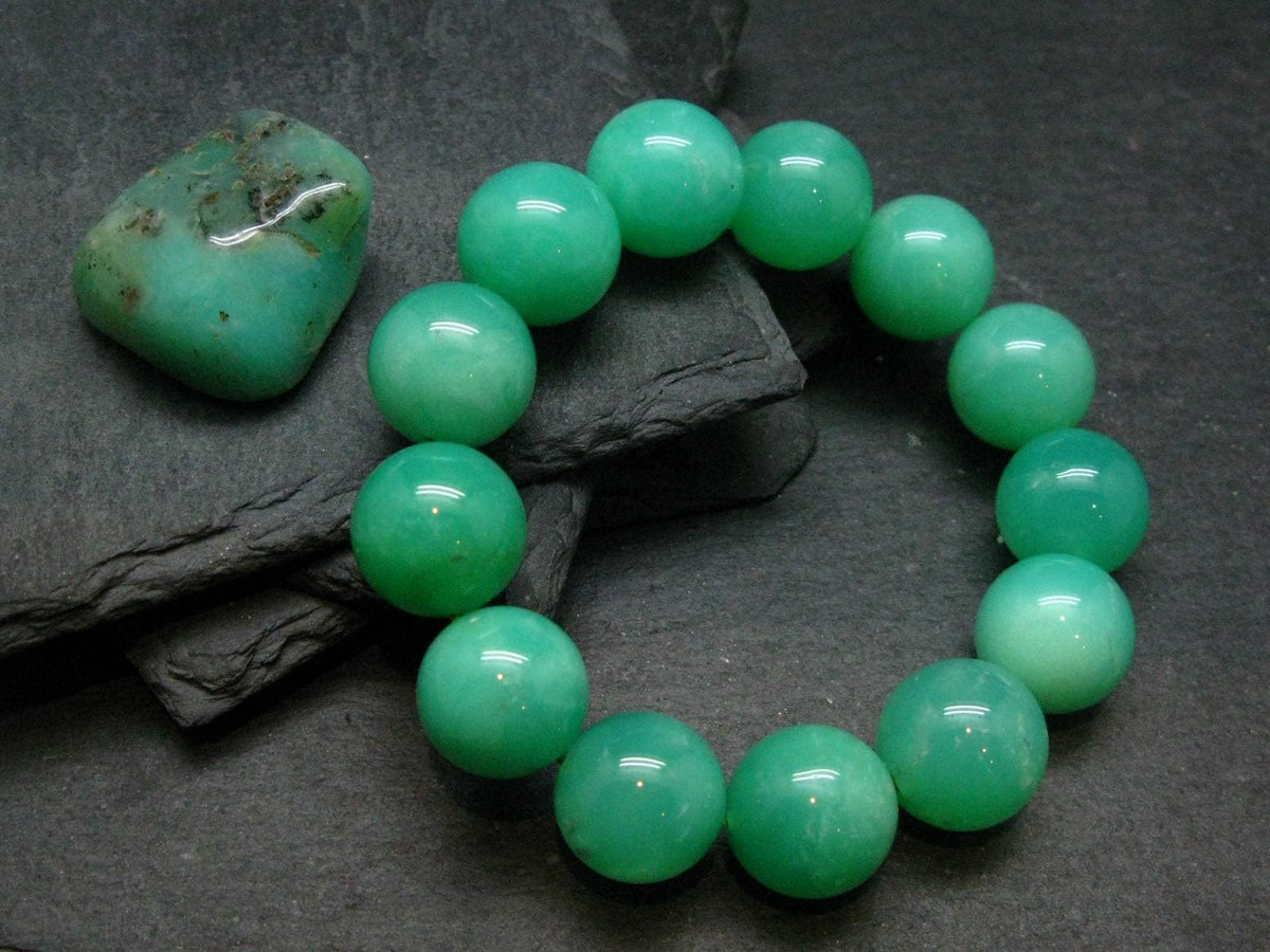 AAA Grade Chrysoprase Genuine Bracelet ~ 7 Inches ~ 16mm Round Beads