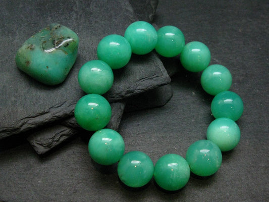 AAA Grade Chrysoprase Genuine Bracelet ~ 7 Inches ~ 16mm Round Beads