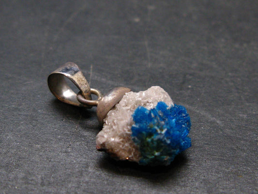 Cavansite Crystal Pendant In Sterling Silver From India - 1.0" - 1.57 Grams