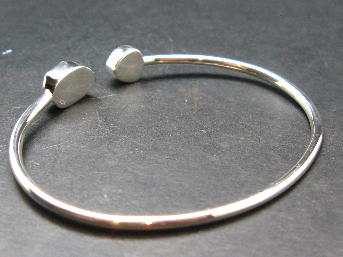 Libyan Tektite Glass Sterling Silver Bracelet - 5.36 Grams - Size Adjustable