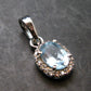 Elegant Genuine Solitaire Sky Blue Topaz Sterling Silver Pendant with CZ From Brazil - 0.7" - 1.44 Grams