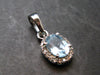 Elegant Genuine Solitaire Sky Blue Topaz Sterling Silver Pendant with CZ From Brazil - 0.7" - 1.44 Grams