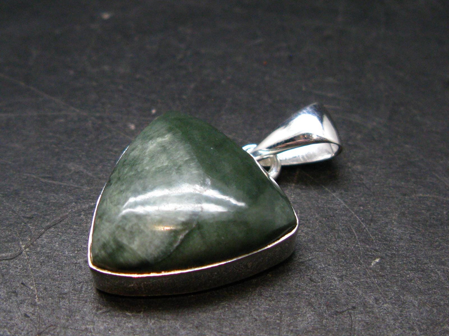 Nice Polished Seraphinite Clinochlore Stalactite Silver Plated Pendant From Russia - 1.2" - 5.08 Grams