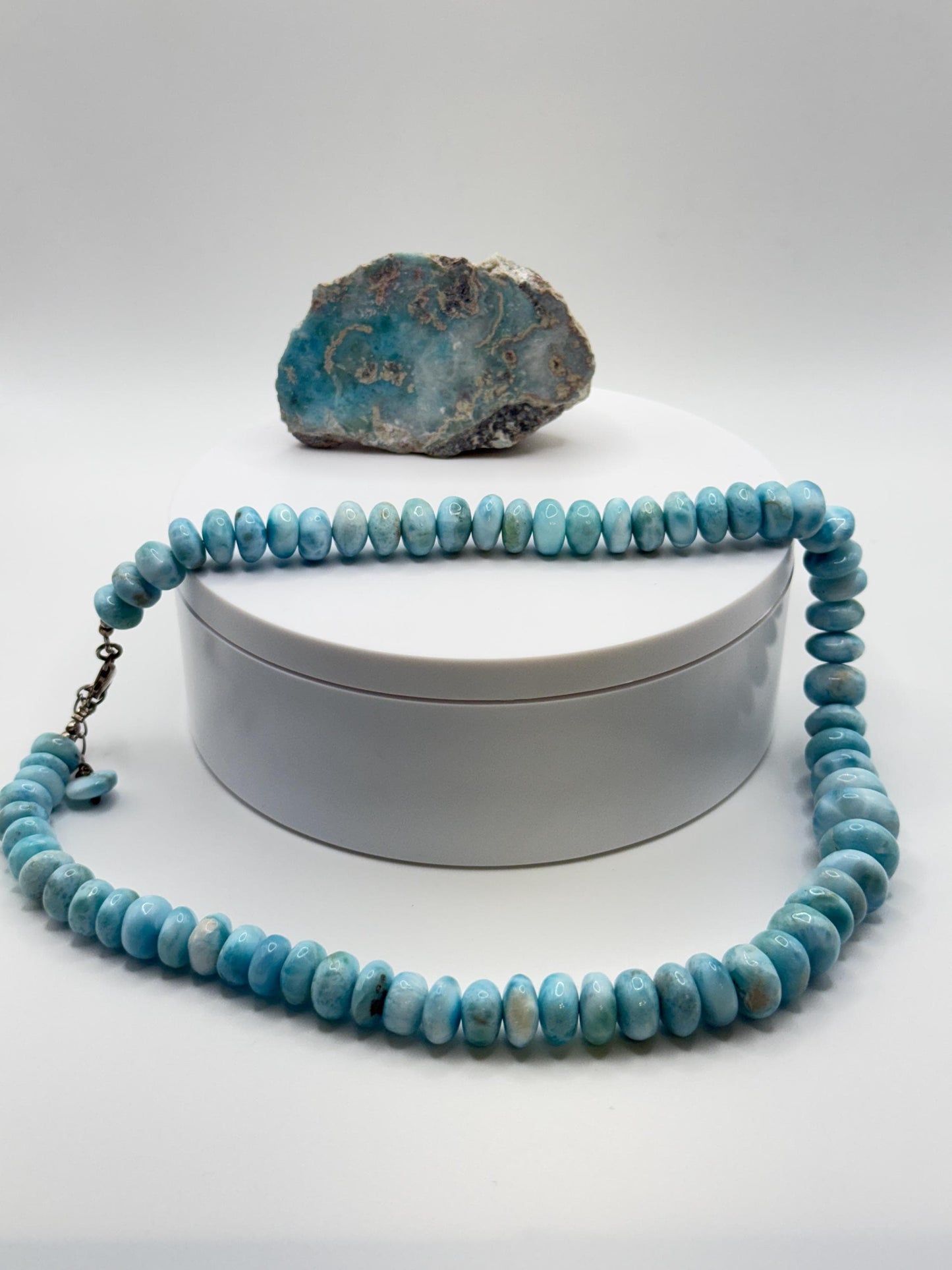 Larimar Bead Necklace Natural Blue Stone Necklace Ocean Inspired Jewelry Gift