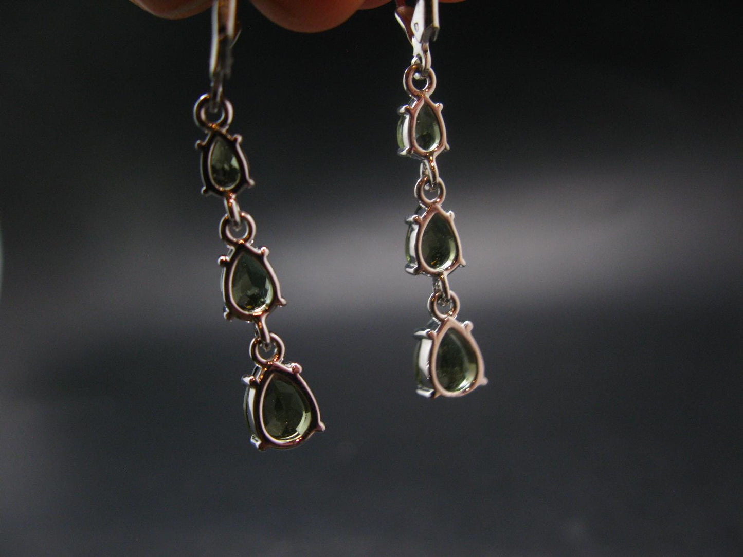 Moldavite Tektite Silver Earrings from Czech Republic - 3.85 Grams