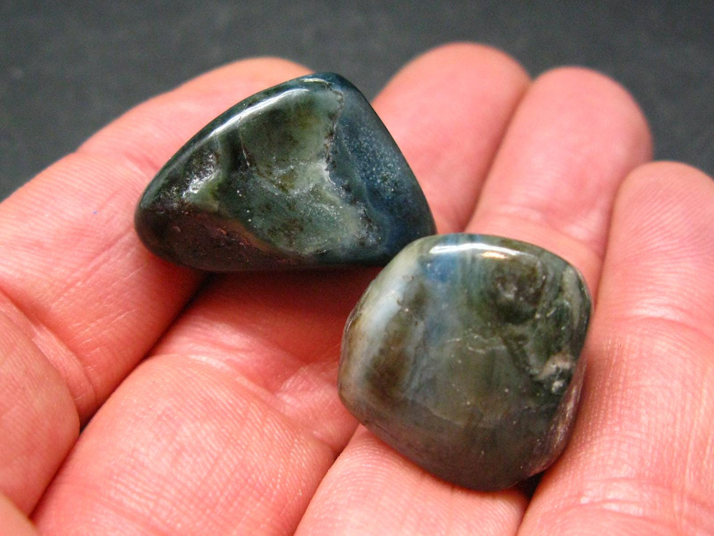 Lot of 2 Very Rare Dianite (Blue Jade) Tumbled Stones From Russia