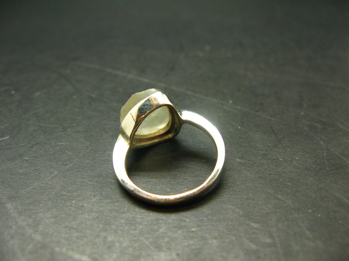 Natural Gem Raw Libyan Desert Glass Tektite Sterling Silver Ring from Libya - Size 6.5 - 4.33 Grams