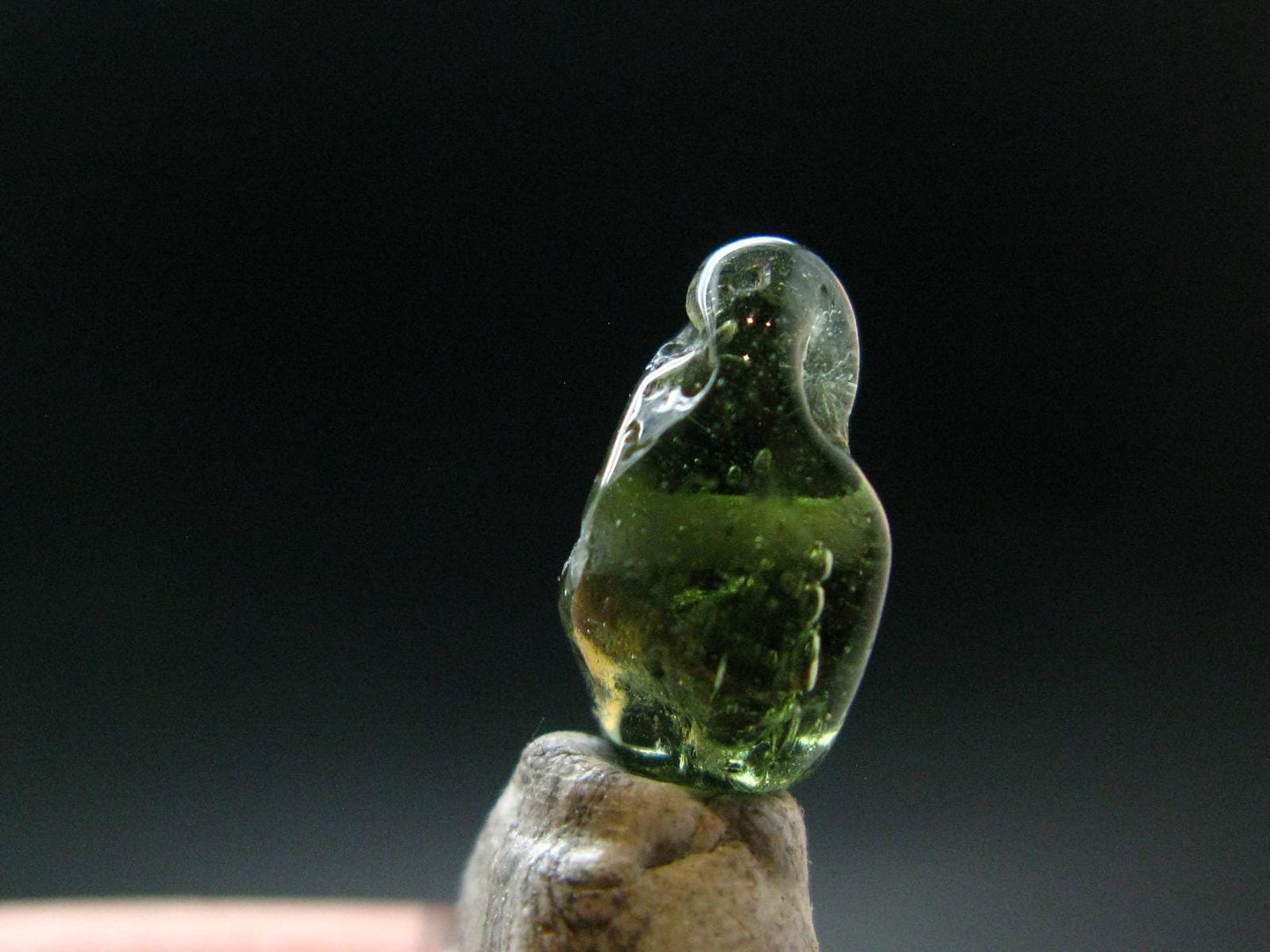 Moldavite Tektite Tumbled Bead from Czech Republic - 13 mm - 3.75 Carats