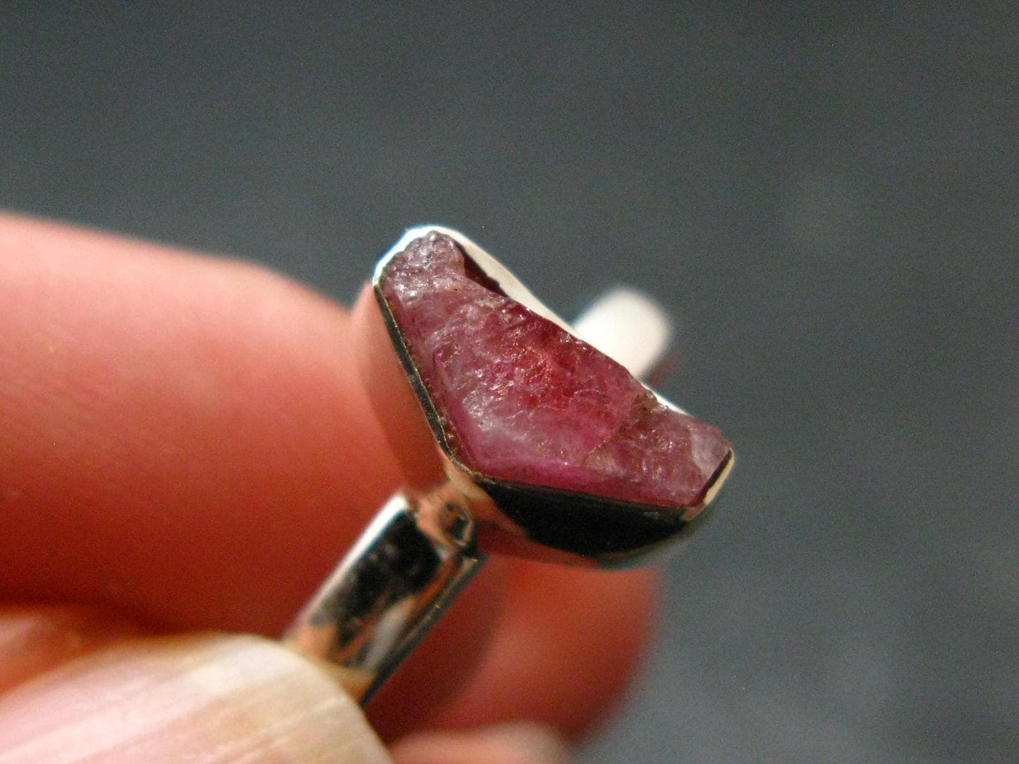 Pezzottaite Crystal Silver Ring From Madagascar - Size 7 - 2.01 Grams