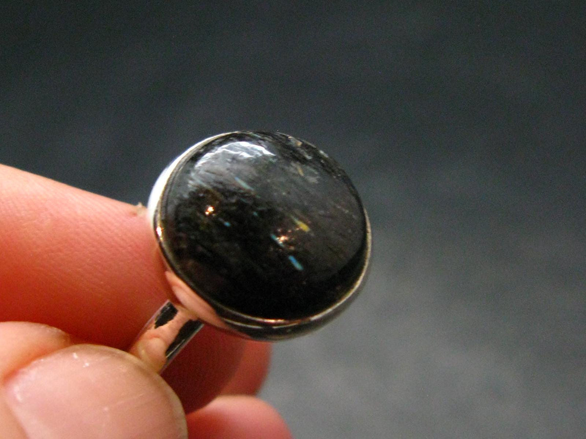 Real!! Very Rare Nuumite Nuummite Sterling Silver Ring from Greenland - 4.0 Grams - Size 7.75