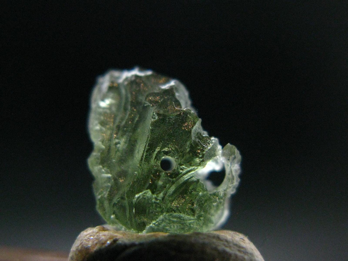 Moldavite Tektite Raw Bead from Czech Republic - 10 mm - 2.40 Carats