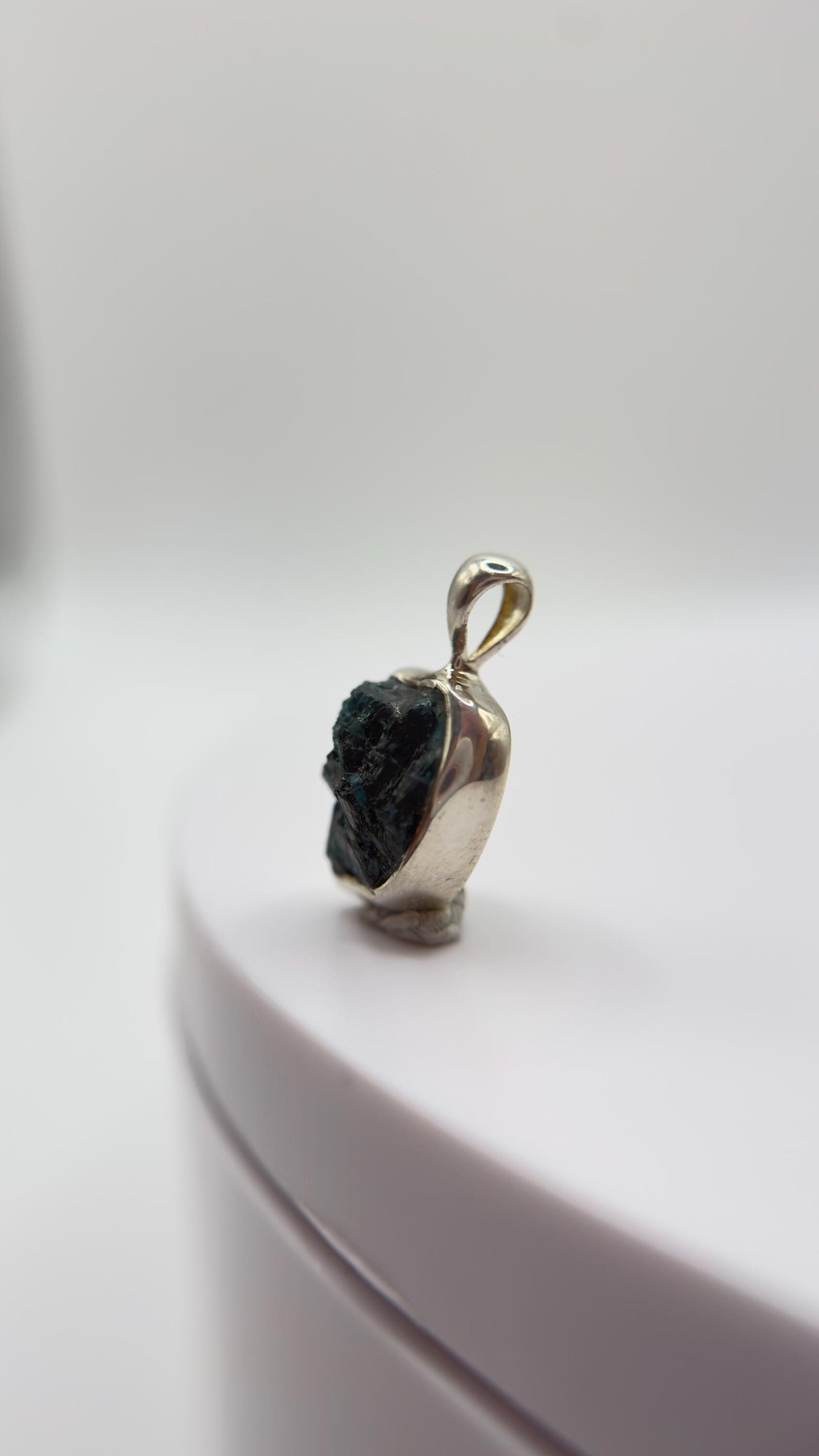 Raw Grandidierite Crystal Pendant Blue Green Gemstone Silver Necklace Rare Stone Jewelry Gift