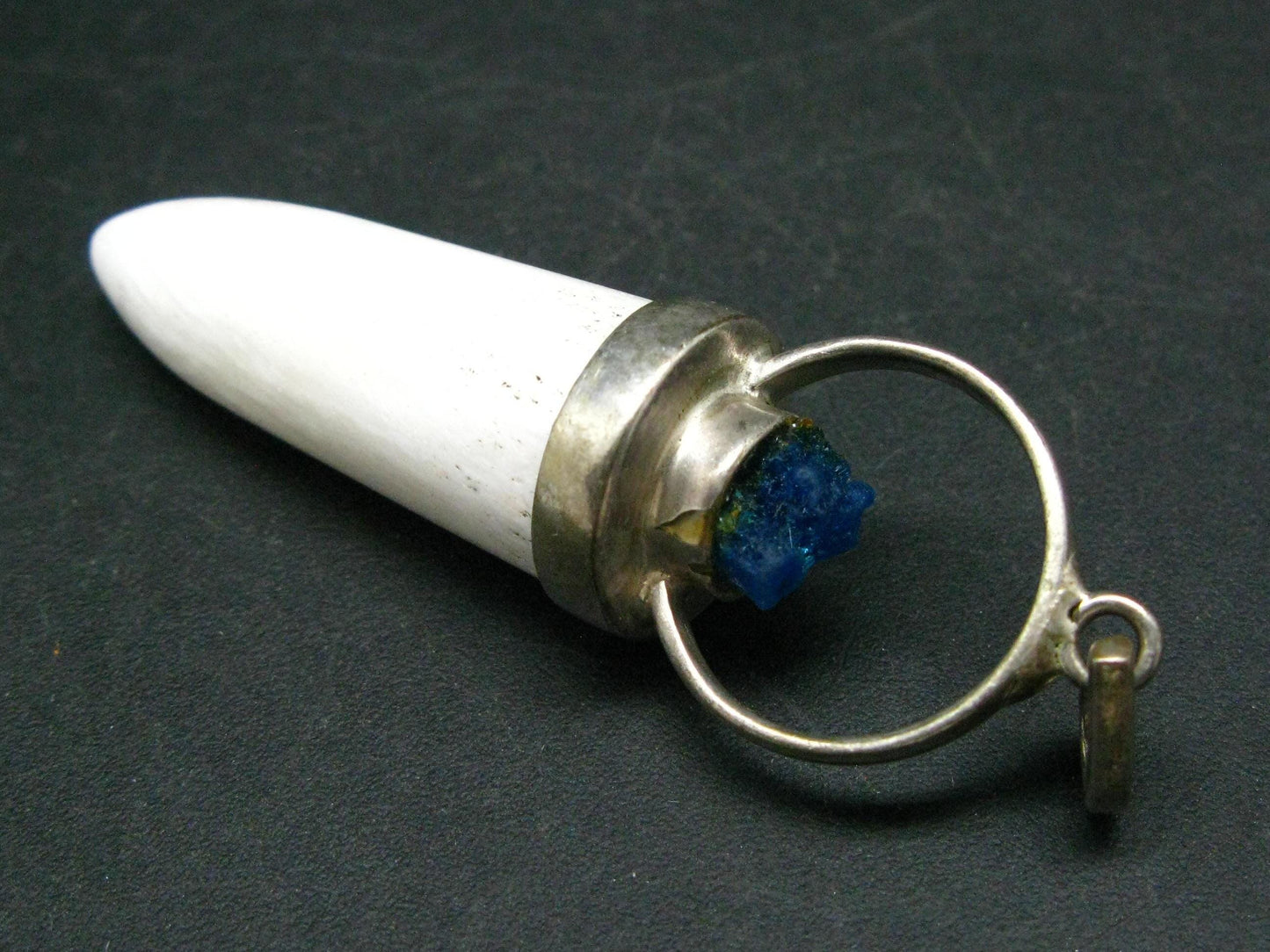 Cavansite and Scolecite Pendant From India - 2.5"