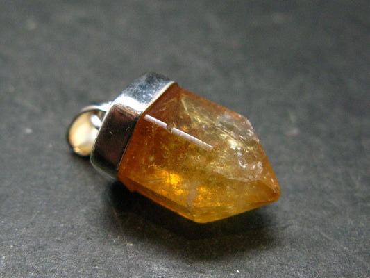 Yellow Citrine Sterling Silver Pendant from Brazil - 1.2" - 5.74 Grams