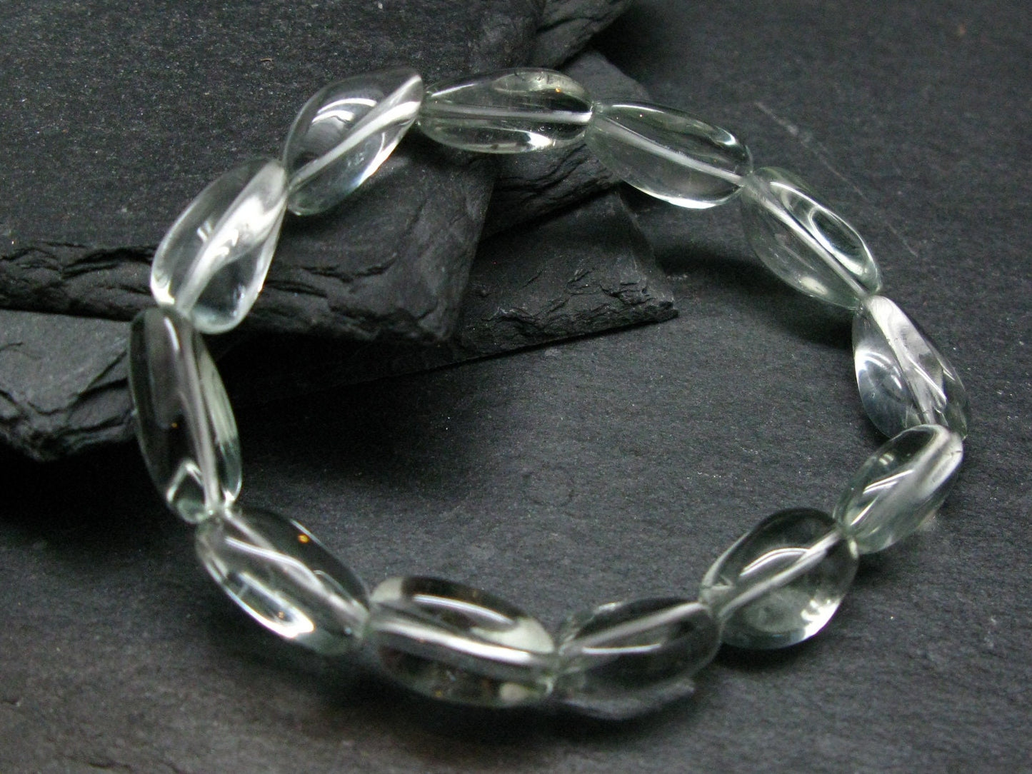 Prasiolite Green Amethyst Genuine Bracelet ~ 7 Inches ~ 14mm Tumbled Beads