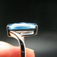 Natural Faceted Round Swiss Blue Topaz Crystal Sterling Silver Ring - 3.71 Grams - Size 6