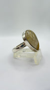 Golden Rutilated Quartz Ring – Pear Shape Rutile Crystal Statement Ring - Size 9