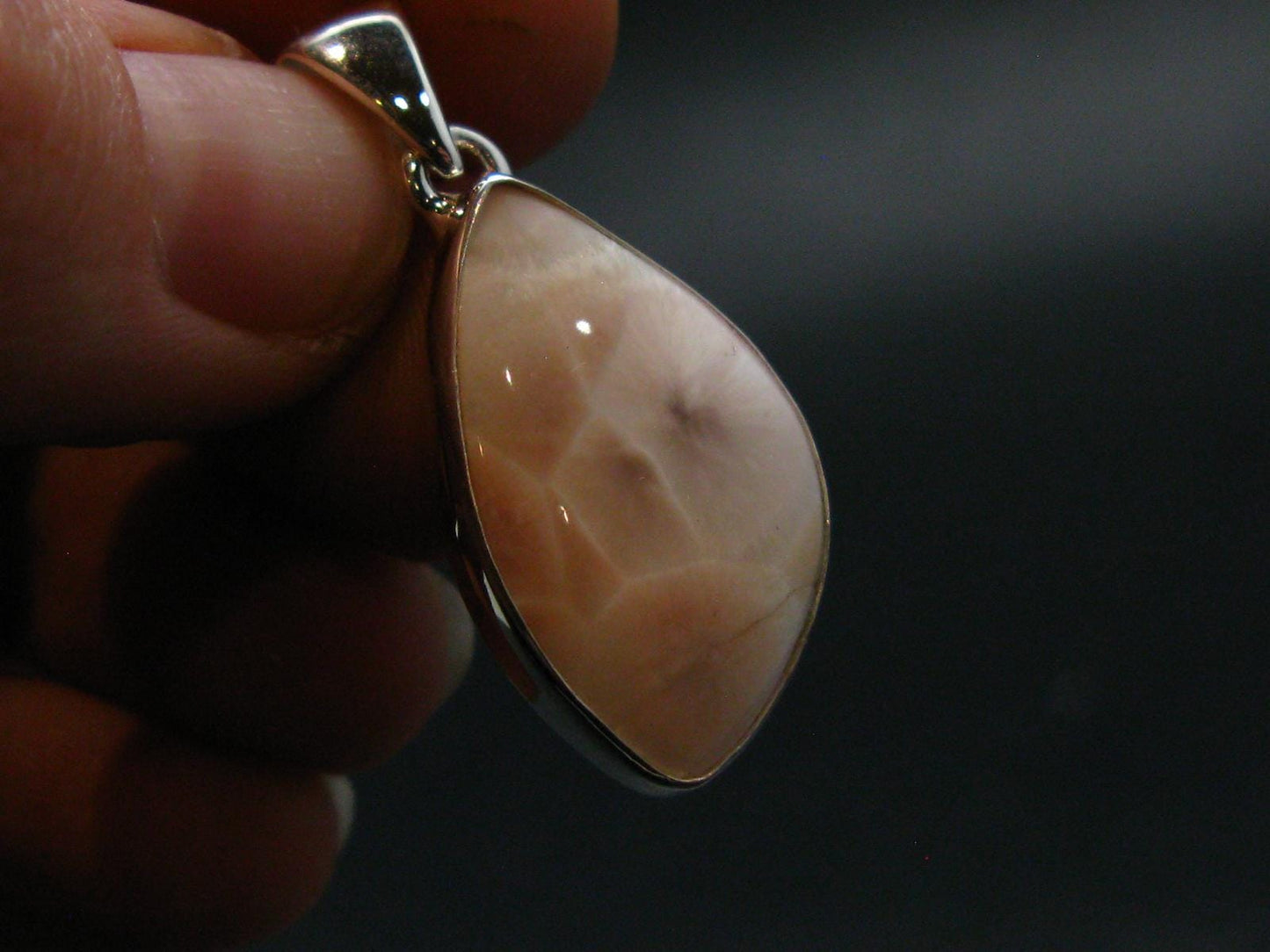 Natrolite Silver Plated Pendant Necklace From Indonesia - 1.3" - 3.31 Grams