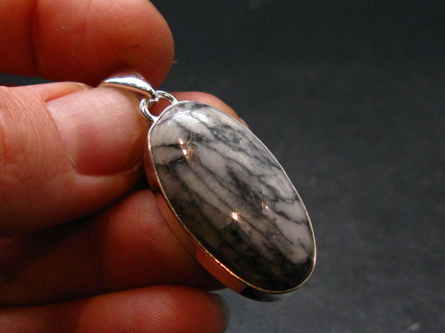 Pinolite Silver Plated Pendant from Austria - 1.5" - 5.89 Grams