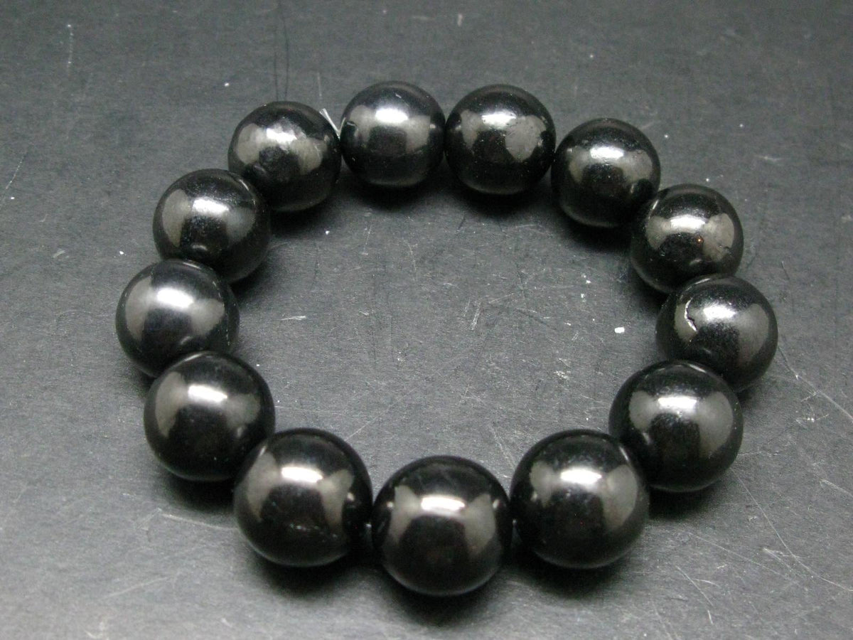 Shungite Genuine Bracelet ~ 7 Inches ~ 16mm Round Beads