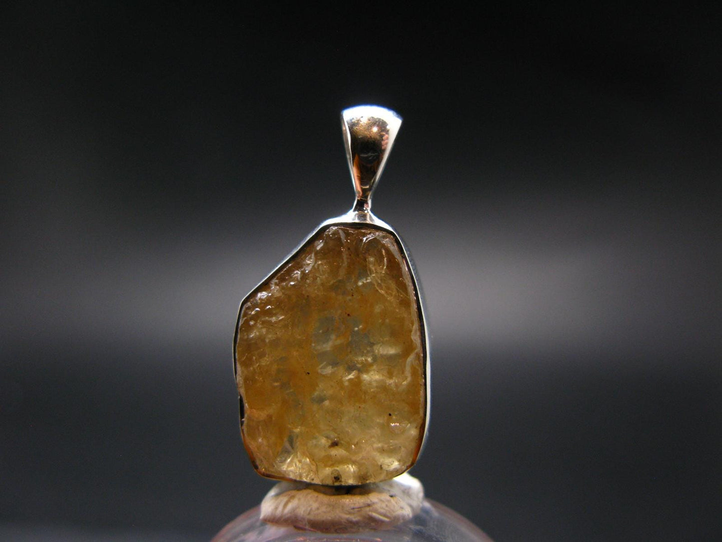 Large Natural Agni Gold Danburite Sterling Silver Pendant from Tanzania - 1.0" - 3.38 Grams