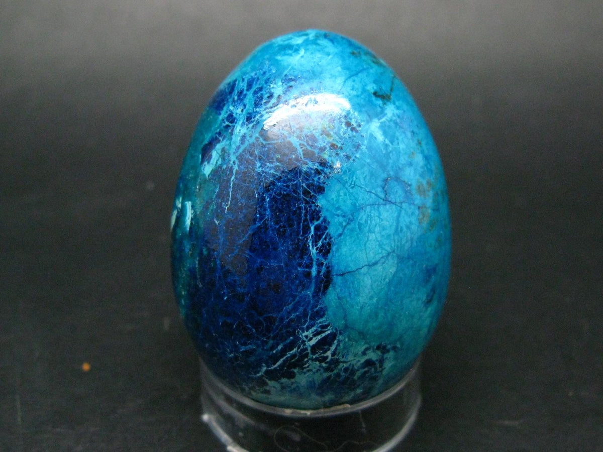 Very Rare Shattuckite Chrysocola & Dioptase Egg From Congo - 111.84 Grams