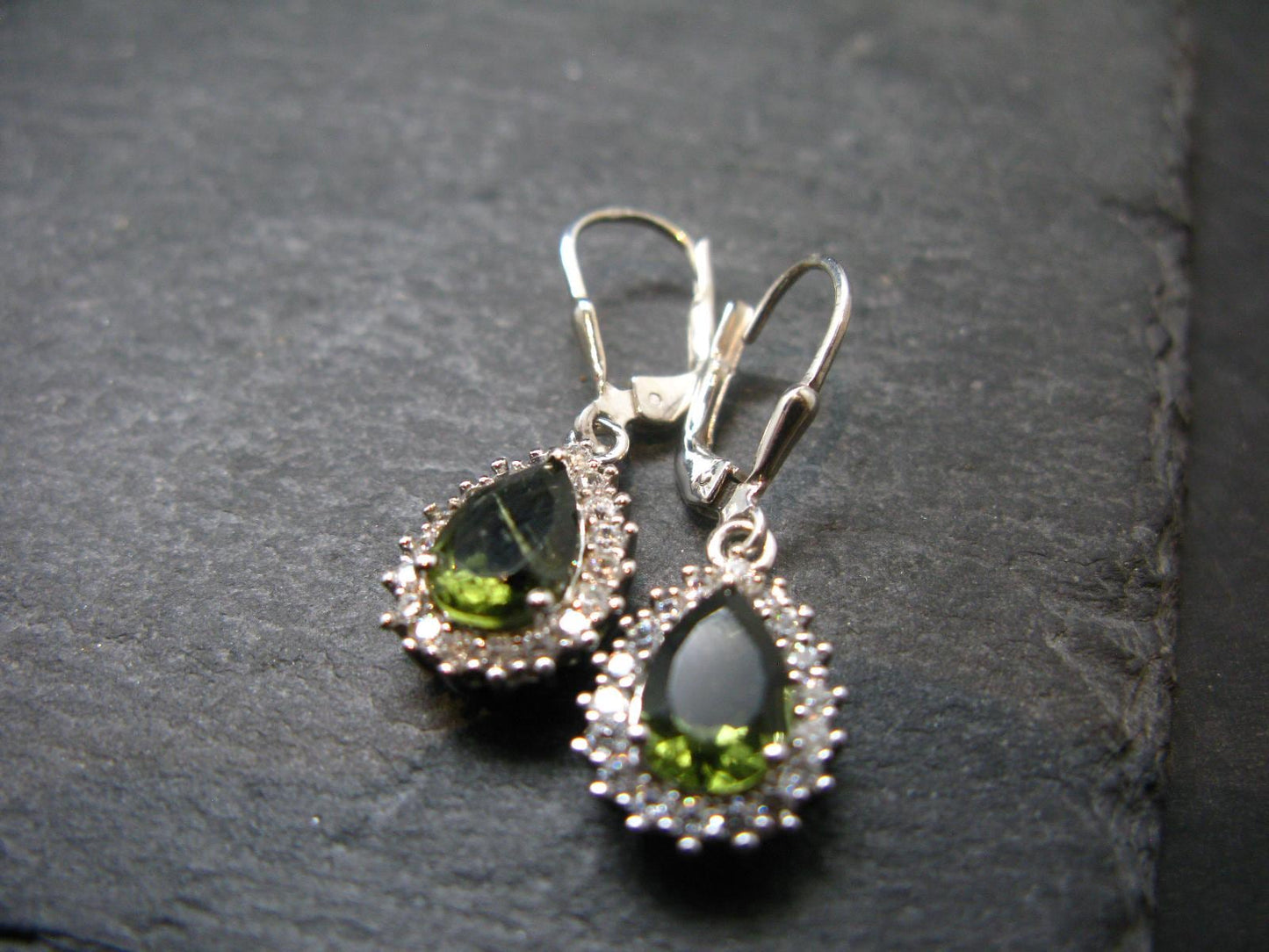Moldavite Tektite Silver Earrings from Czech Republic - 4.0 Grams