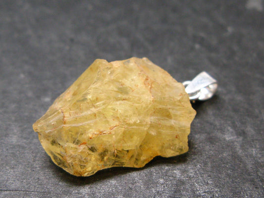 Large Natural Agni Gold Danburite Sterling Silver Pendant from Tanzania - 1.0" - 2.54 Grams