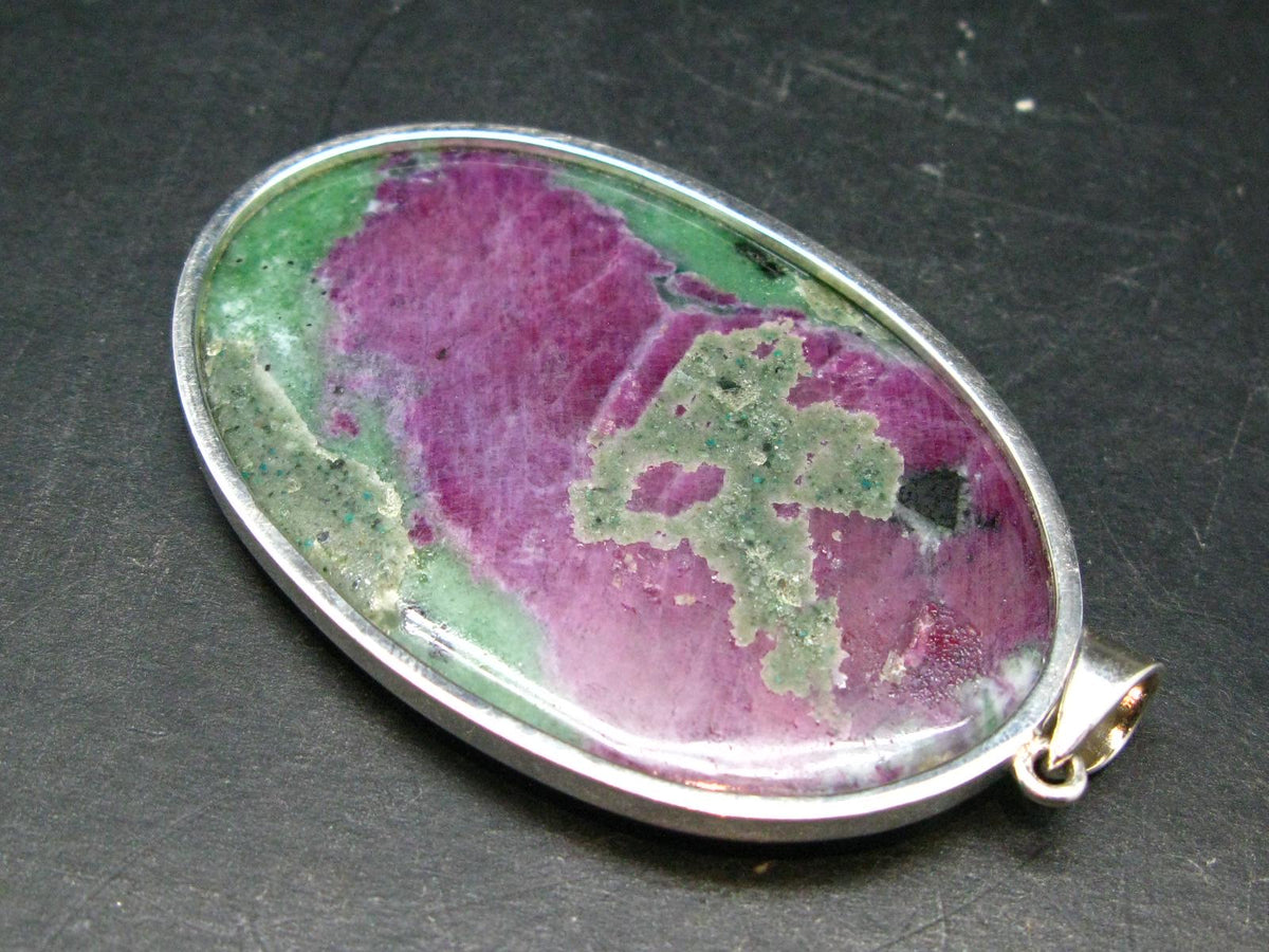 Ruby In Zoisite Silver Pendant from Tanzania - 3.3"
