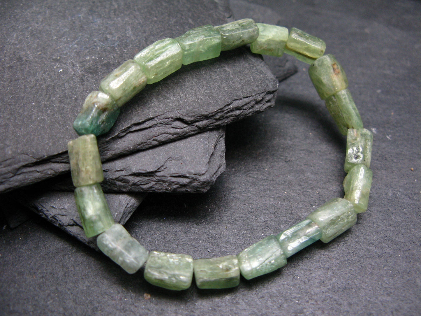 Green Kyanite Genuine Bracelet ~ 7 Inches ~ 10mm Crystal Beads