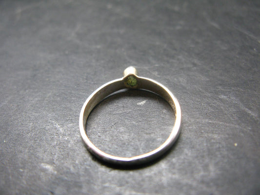 Cute Gem Moldavite Sterling Silver Ring From Czech Republic - Size 8 - 1.3 Grams