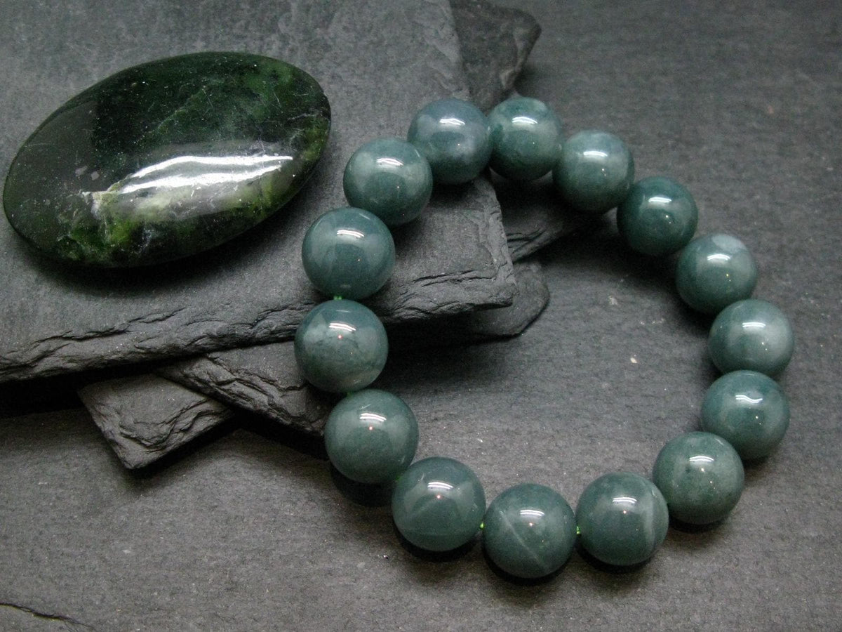 Guatemala Jade Jadeite Genuine Bracelet ~ 7 Inches ~ 14mm Round Beads